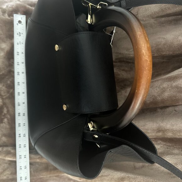 NWT CLAUDIA FIRENZE GENUINE LEATHER BLACK BAG MADE IN ITALY - Picture 4 of 6